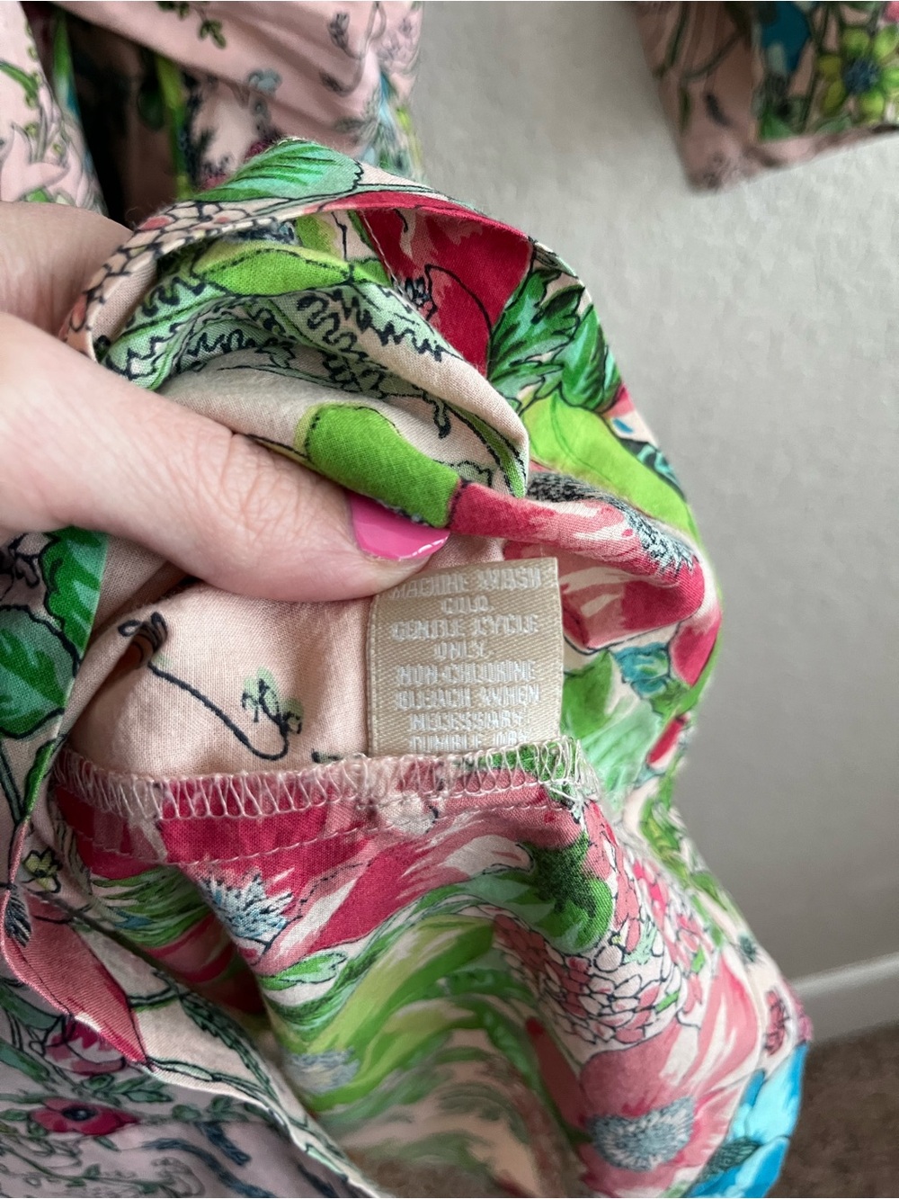 😎 Plum Pretty Sugar Botanical Floral Cotton Wrap Robe Pink Green Size Medium - Picture 11 of 13